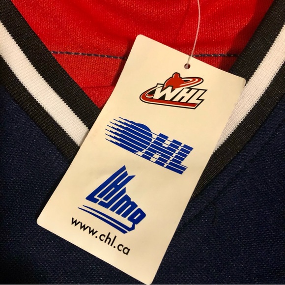 Regina Pats Hockey Stitched Sewn Fan Jersey WHL CHL Bedard Navy Blue Medium NWT - Picture 5 of 8